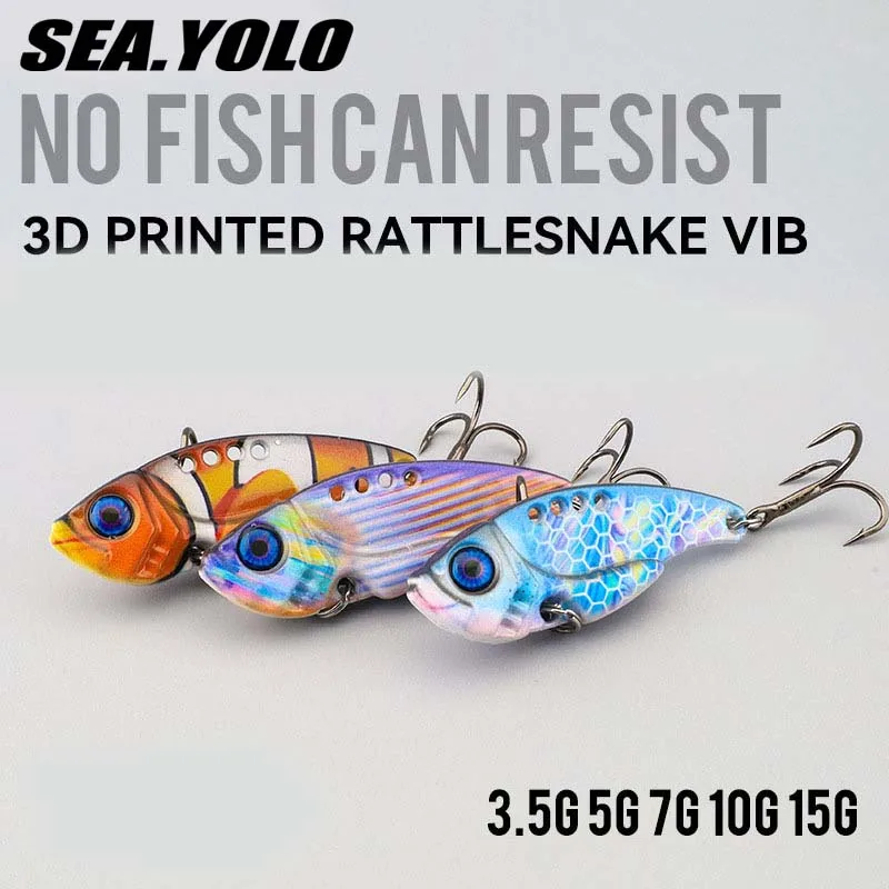 Sea. Yolo 3D Printing Long-range VIB Hard Bait Lure Bait Trembling Rattlesnake Bass Treble Hook Artificial Biomimetic Bait