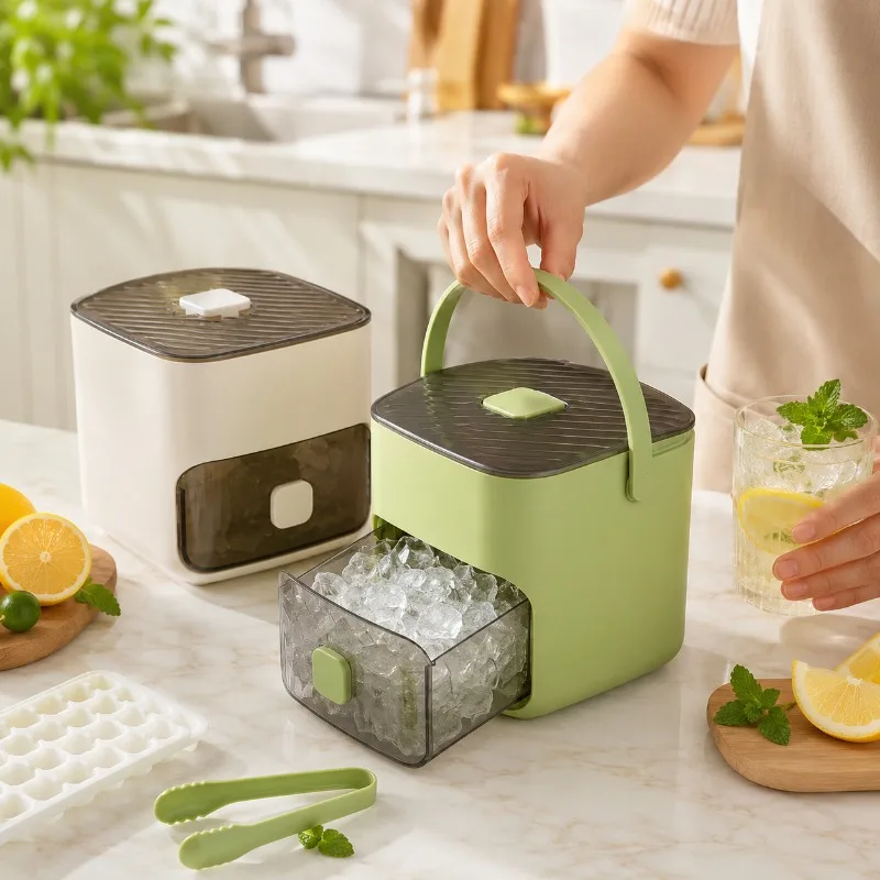 48 Grid Ice Cube Mold Cube Ice Machine with Storage Drawer Ice Cube Mold One-click Easy Release of Homemade Ice Cube Tray Mold