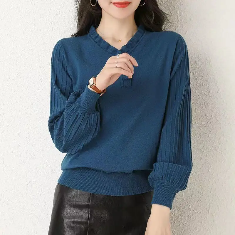 

Women's Autumn Winter Fashion Elegant Round Neck Pullover Long Sleeve Linen Casual Versatile Western Commuter Comfortable Tops