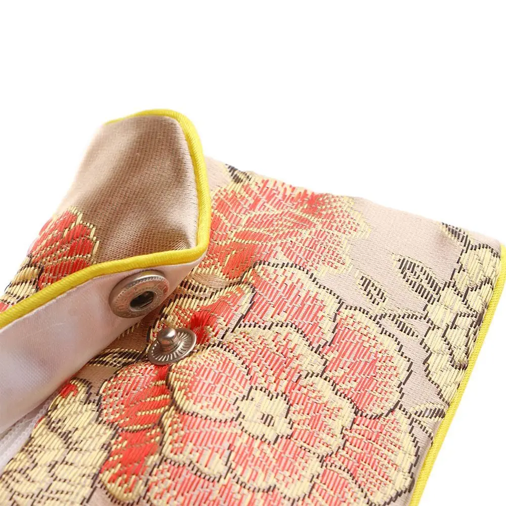 Gifts Container Silk Embroidery Zipper Handmade Chinese Snap Buckle Floral Jewelery Bag Handbags Wallet Jewelery Storage