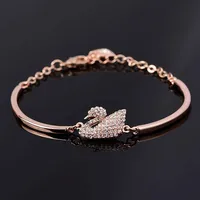Luxury Zircon Charm Bracelet Jewelry Accessories for Women's Party Gifts Fashion Gold Rose Gold Swan Bangle 4