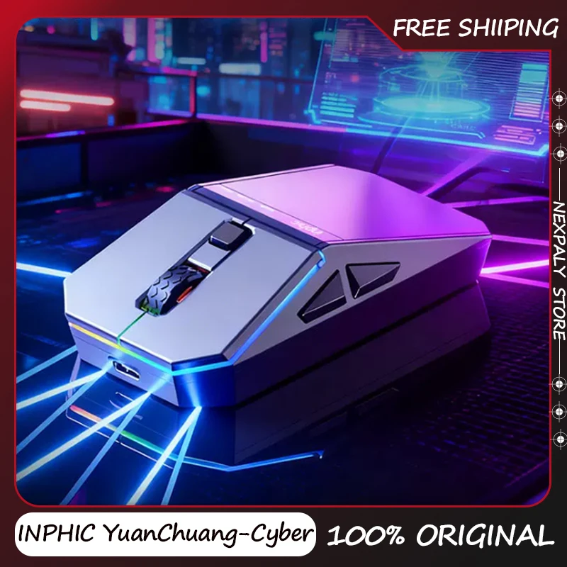 INPHIC YuanChuang-Cyber Mouse Wireless Bluetooth Silent Office Support Game Macros Long Endurance RGB Office Gaming Mouse Gift