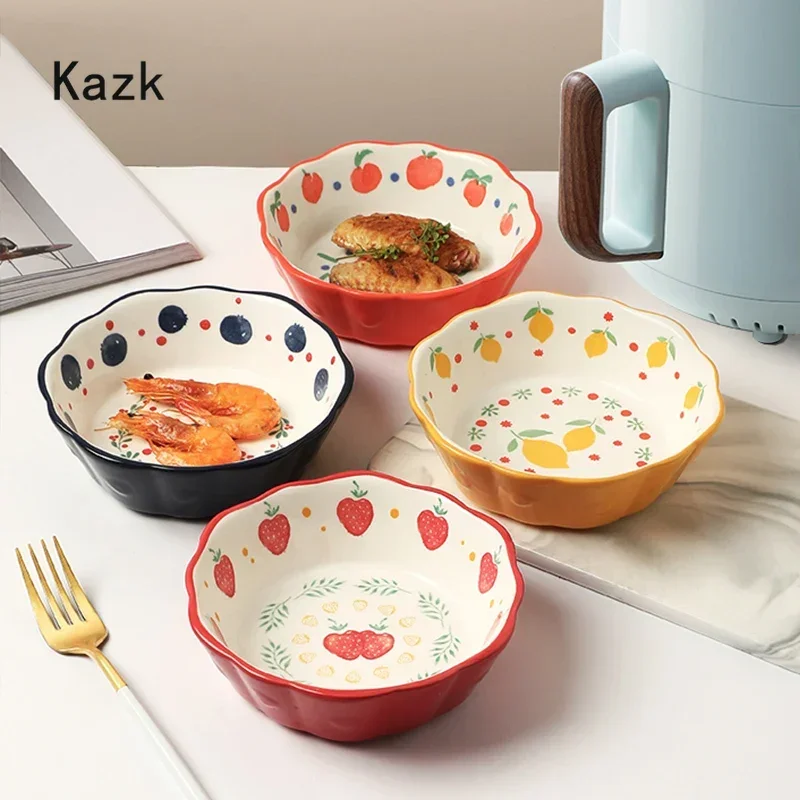 Creative Cute Fruit Color Glaze Ceramic Bowl Home Dining Table Decoration Salad Bowl Soup Bowls Kitchen Tableware Bowl Set