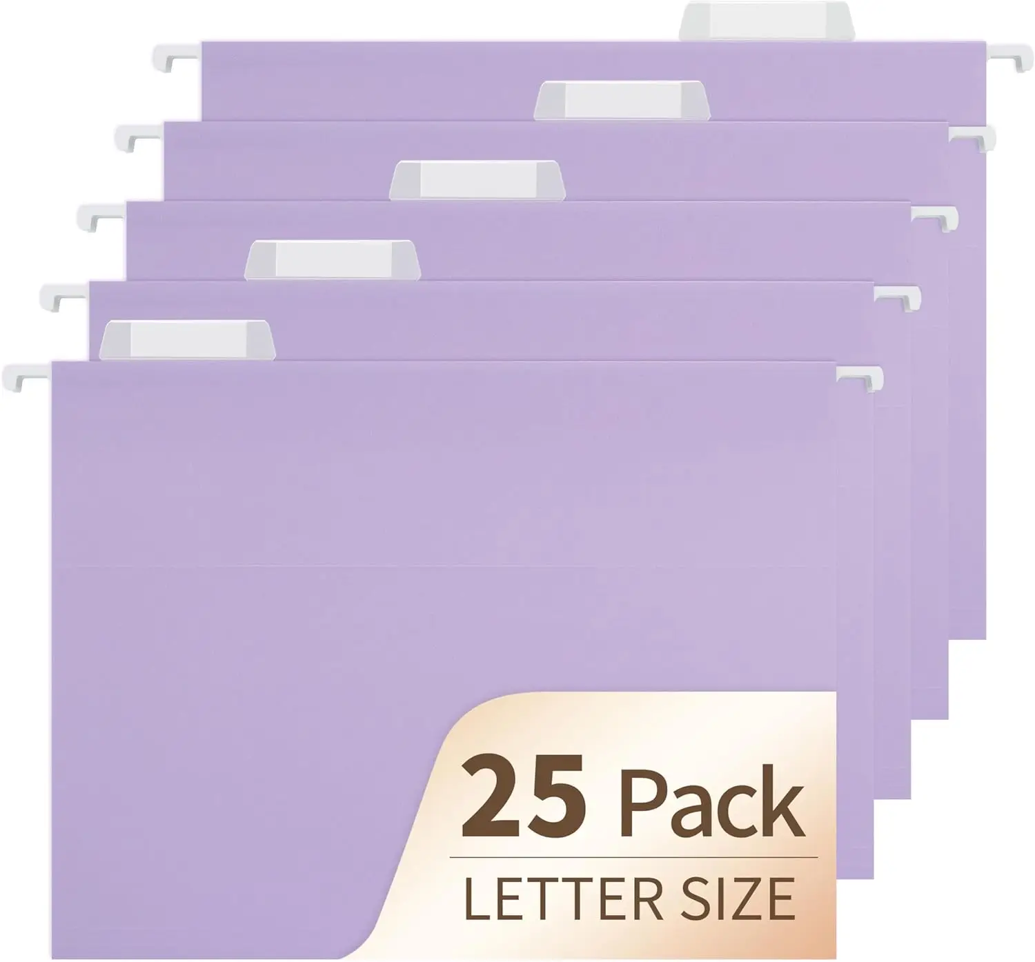 

Light Purple Hanging File Folders, 25 Pack Letter Size with 1/5-cut Tabs for Office Filing Cabinet & Desk Storage