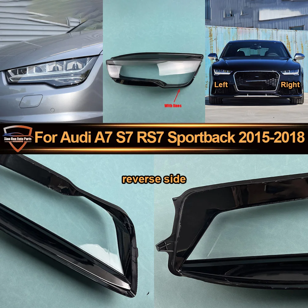 Front Headlight Cover Headlamps Transparent Shell Lens Case For Audi 2015 2016 2017-2018 A7 S7 RS7 Sportback (With lines)