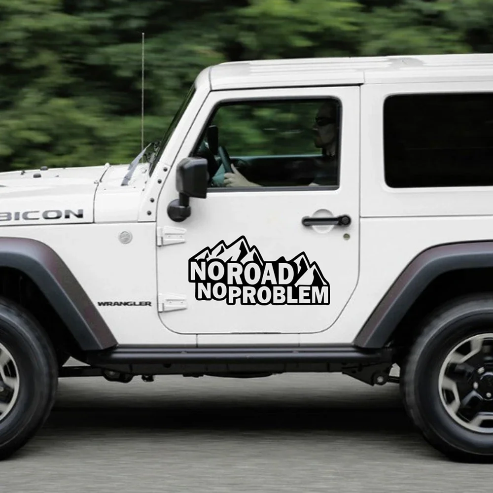 

Car Styling No Road No Problem And Mountain Car Vinly Decals 4x4 Off Road Stickers Truck SUV Motorcycle Accessories