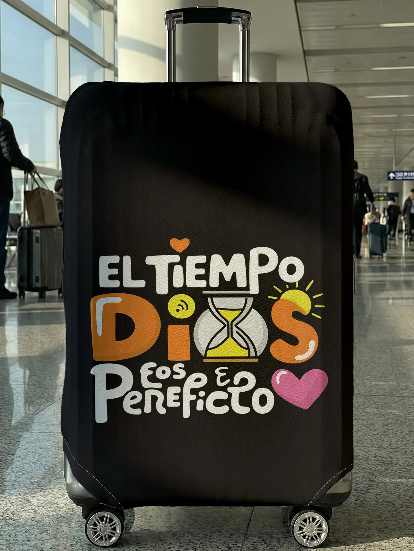 

Чехол для багажа Black Base Spanish Slogan Hourglass, подходит для чемоданов 18-32 дюймов, чехол на ручку чемодана, дорожные аксессуары