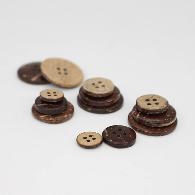 10Pcs/Set Natural Eco-friendly Coconut Wood Buttons 4 Holes for Scrapbook Clothing DIY Crafts Sewing Accessories Wooden Button