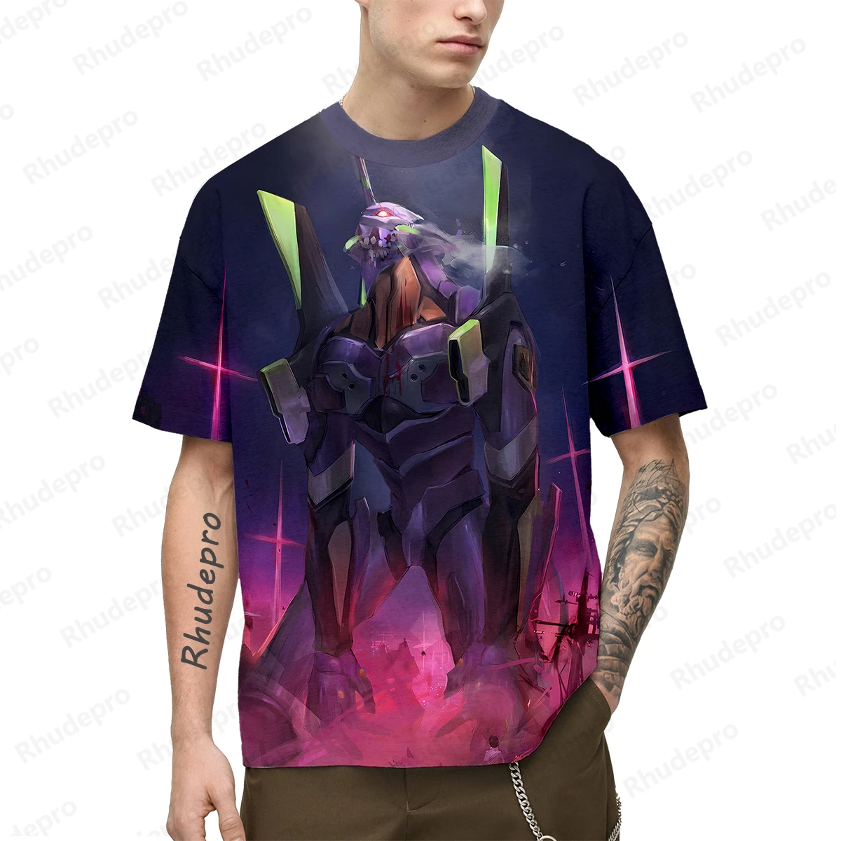 Мужская футболка с принтом аниме Neon Genesis Evangelion, Детские принадлежности, 100-5XL, новая модная уличная одежда в стиле хип-хоп, 2024