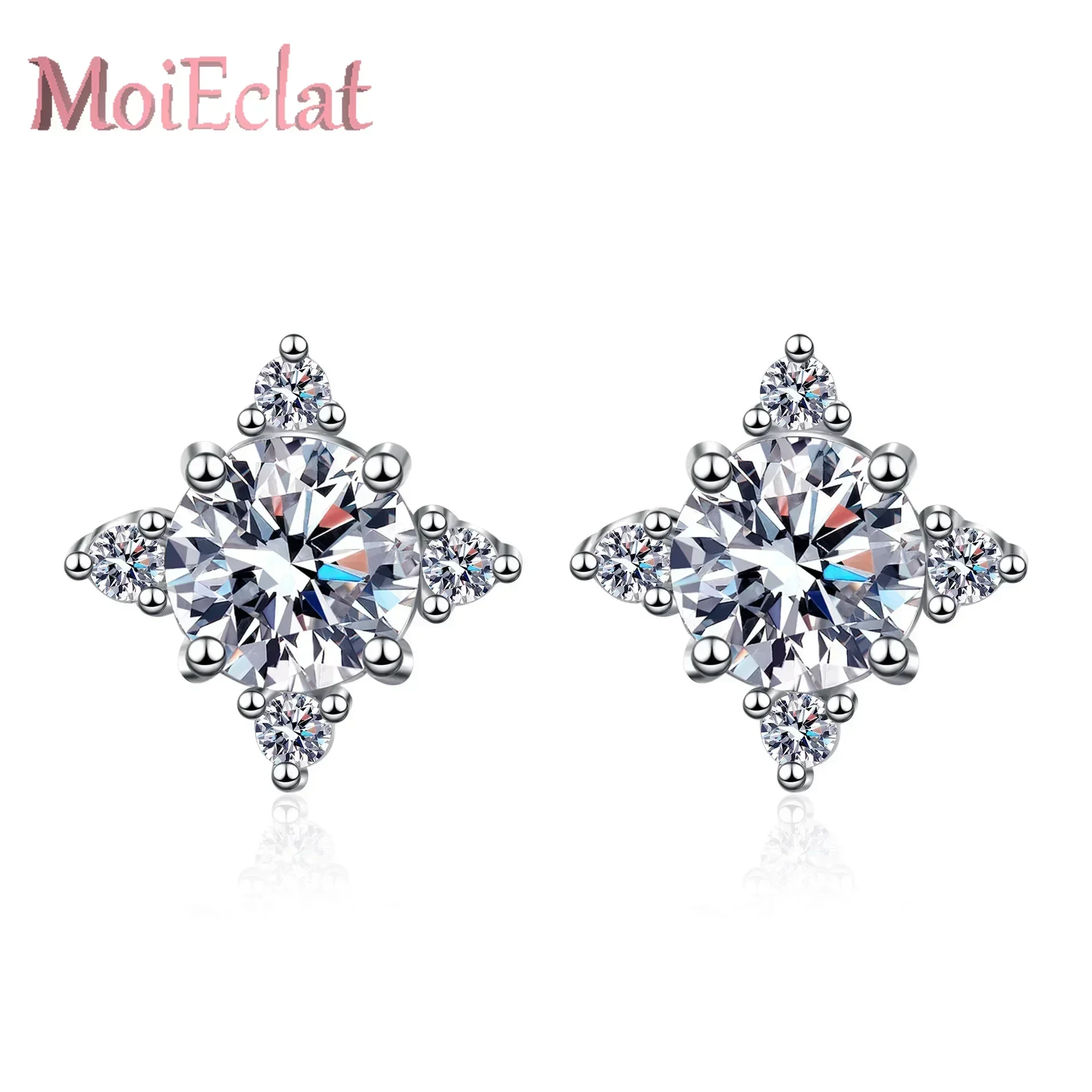 Lucky Knot Stud Earrings for Women luxury Platinum Pt950 with 1ct/2ct Moissanite Diamond Fine Jewelry Elegant Design Gifts