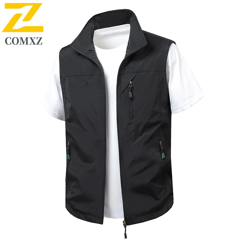 

Breathable Men Vest Casual Stand Collar Multi Pocket Workwear Outdoor Photography Fishing Hunting Travel Jacket Coat Waistcoat