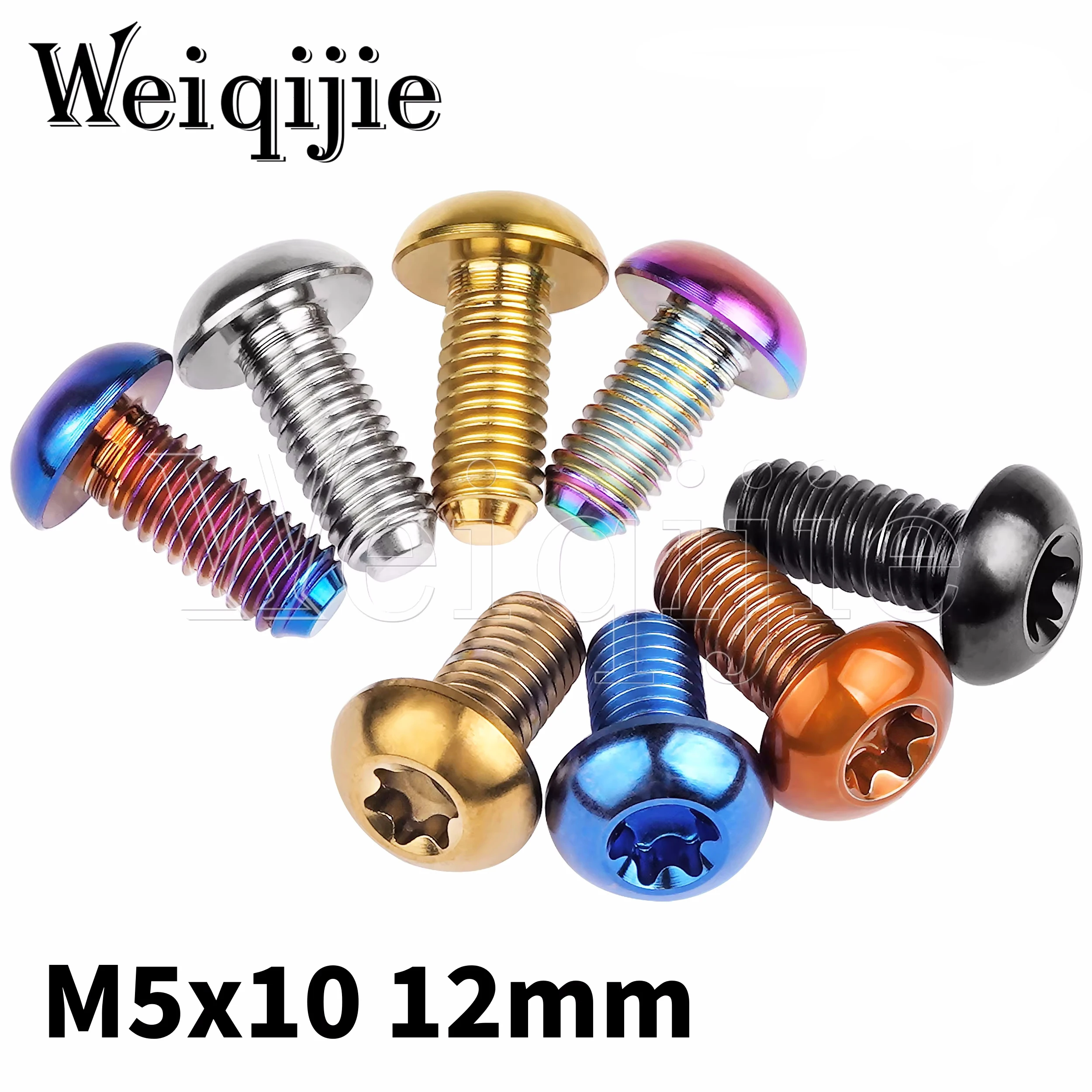 Weiqijie 6pcs M5 x10 12mm Titanium Ti Bolt Torx T25 for Mountain Cycling Bike Disc Rotor Screw