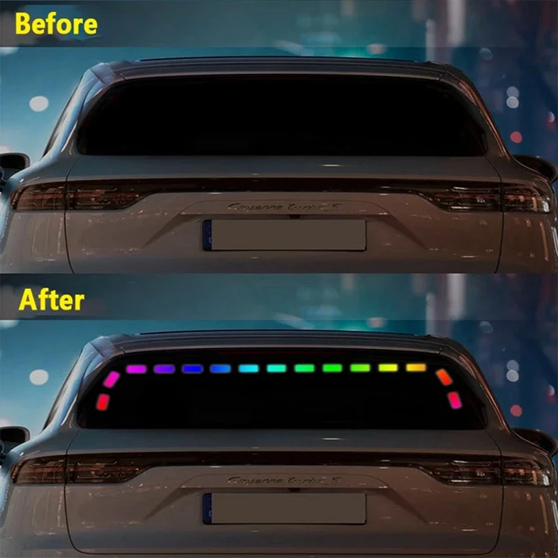 RGB Streamer Car Windshield LED Interior Ambient Light With Music Rhythm Flash Neon Auto Rear Window Atmosphere Lamp