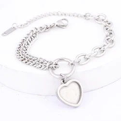 2pcs Fit 12mm Heart Cabochon Bracelet Base Setting Blanks Diy Adjustable Chain Bracelets Making Accessories