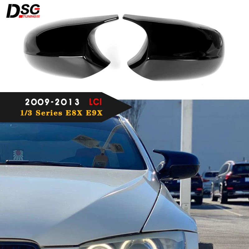 1 Pair ABS Gloss Black Rear View Mirror Caps For BMW 1 Series E87 E81 E82 E88 LCI 08-11 3 Series E90 E91 E90 E92 10-13 LCL Cover