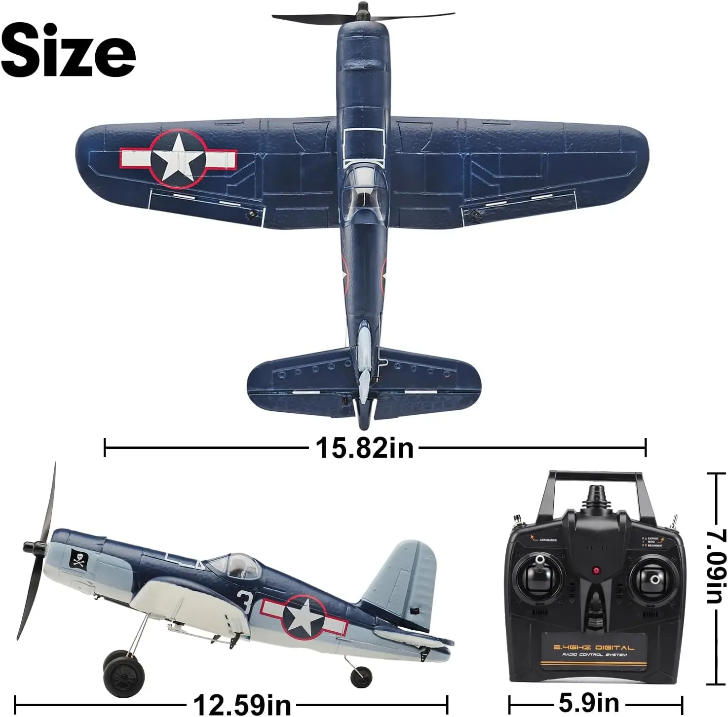 2023 New Upgrade F4U Corsair RC Plane 4 Channel RTF Remote Controlled Aircraft RC Airplane for Beginners Adult with Xpilot Stabi