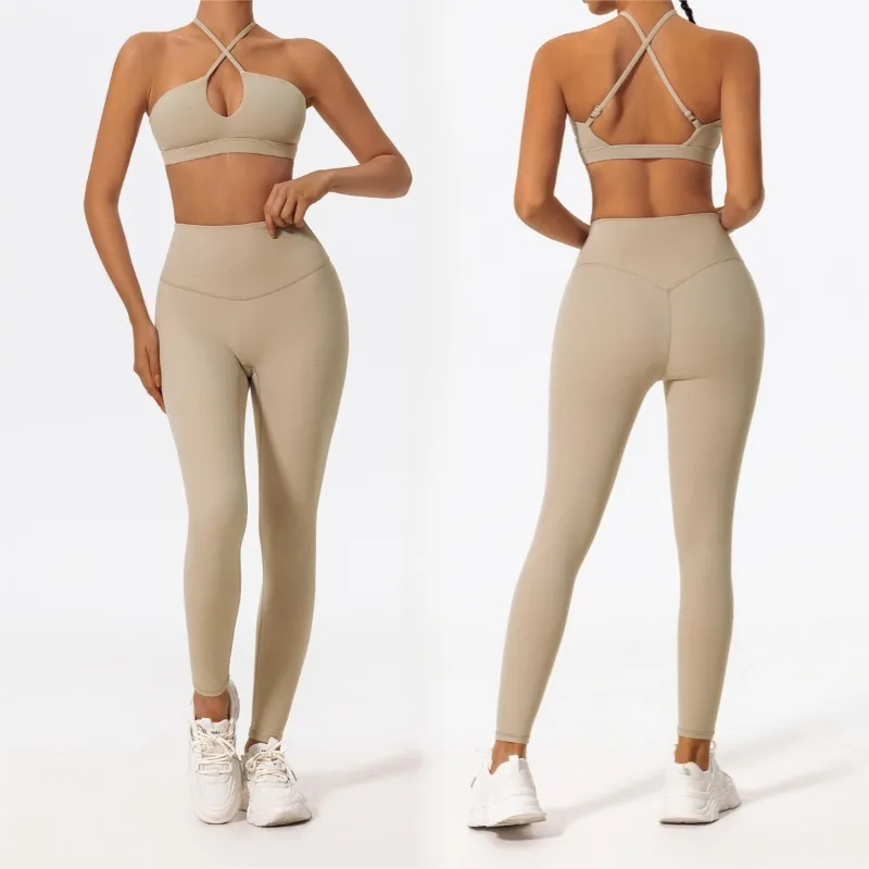 

Women's Yoga Set Beautiful Back Slim Lift Buttocks Quick Drying Bra Set Outdoor Running Fitness Sports Fitness Clothes