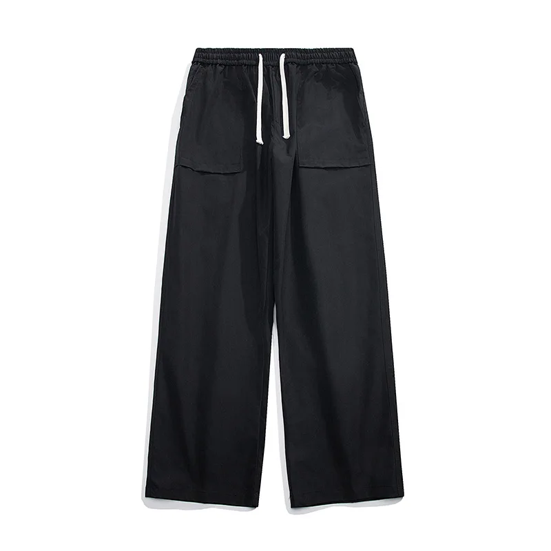 New American Casual Pants Men Loose Straight Leg Trendy Versatile Trousers 5XL Elastic Waist Drawstring Clean Fit Streetwear