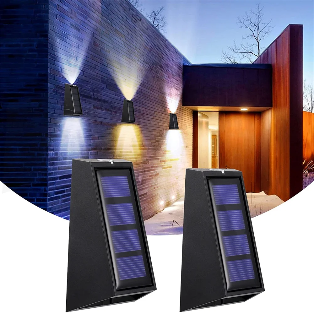 

Waterproof Solar Stair Light Up and Down 7 Color Change Exterior Patio Light Solar Wall Light Outdoor Fence Light LED Porch Lamp