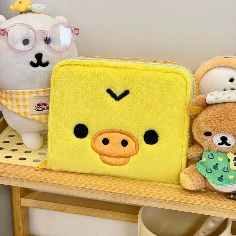 Kiiroitori Yellow Chick Retractable San-X Plush Coin Purse Wallet Bag Pendant Storage Relax bear Portable Bag Zipper Keychain