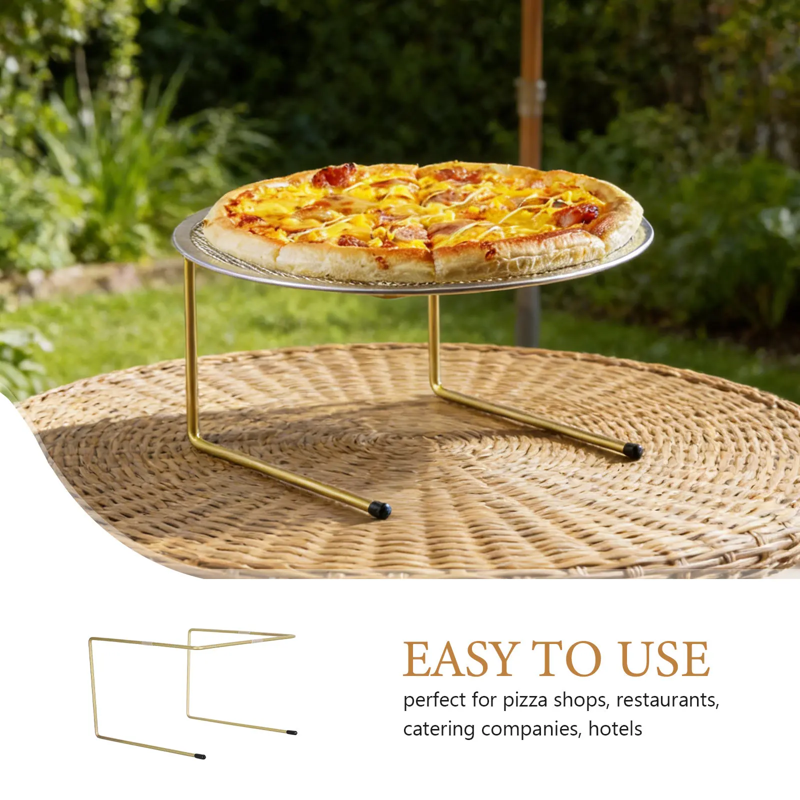 Pizza Stand Iron Wire Metal Gold Minimalist Commercial Pizza Rack Buffet Table Display Food Platter Dessert Riser Serving