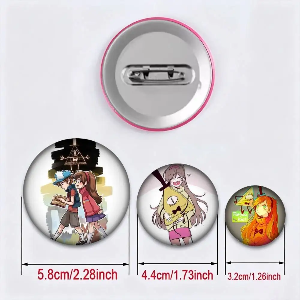 Dipper and Mabel Gravity 25mm 32mm 44mm 58mm 75mm Brooches Badges Pins for Accessories Gift