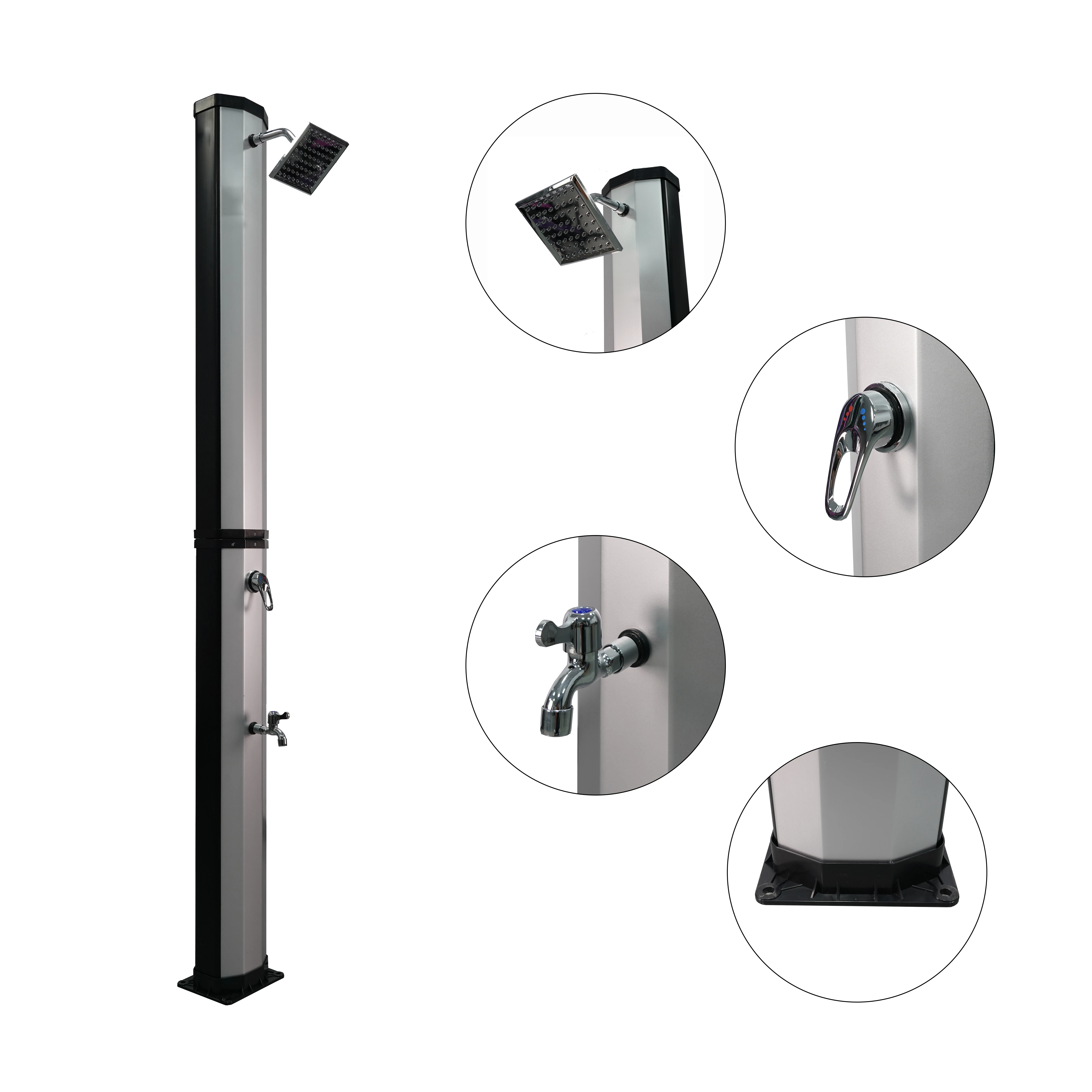 Oferta Especial: Ducha Solar Octogonal Plateada de 35L para Jardín y Piscina, Ducha Solar para Piscina en el Jardín, Promoción de Ventas