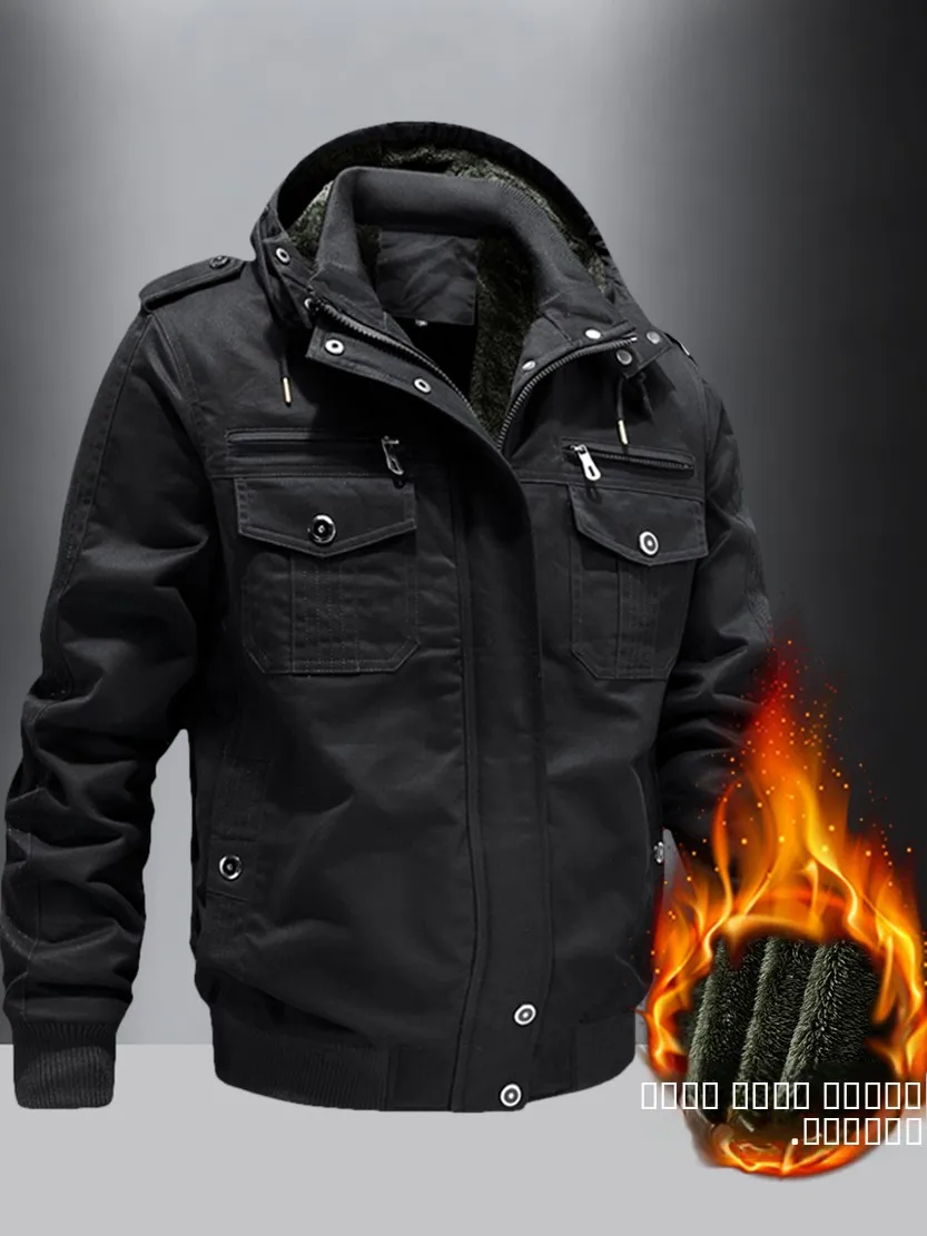 

Men's Fce Lined Tactical Jaet Stand Collar Warm Cotton Coat Autumn Winter Casual Faion Ci Sle Zipper Closure Long ...