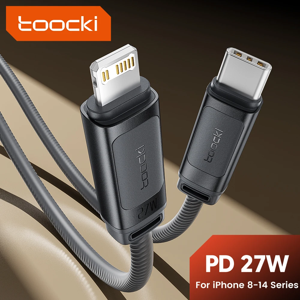 Toocki 27W USB-C-Kabel, schnelles Laden, Typ C auf Lightning, 480 Mbit/s, Silikonkabel für iPhone 14, 13, 12 Pro Max, X, 8 Plus, Datenkabel
