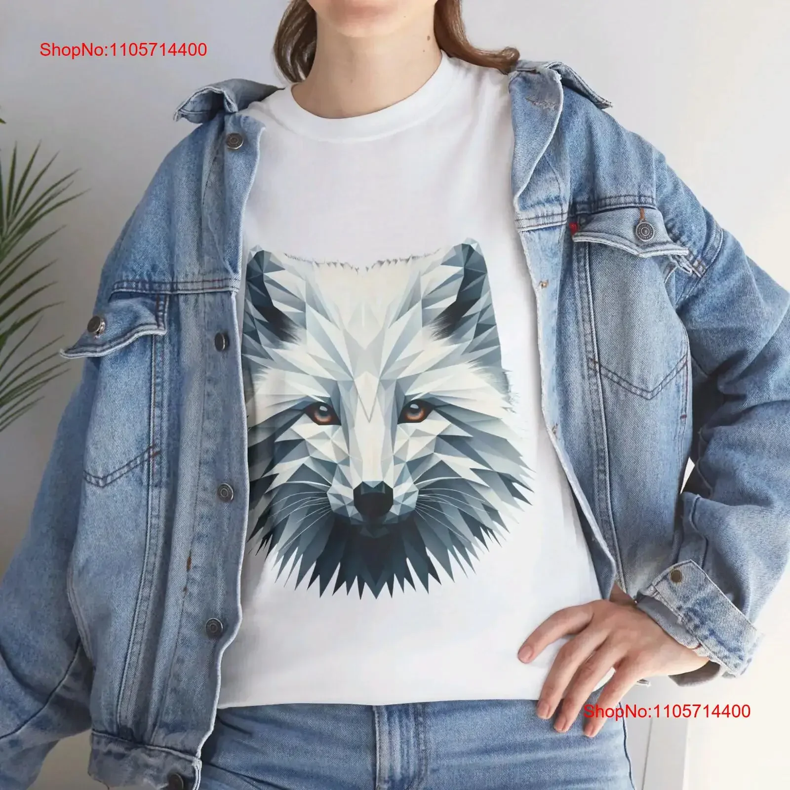 Polygonal Arctic Fox T Shirt Geometric Animal Minimalist Heavy Cotton Lover Blue Purple Red White vintage Washed Unisex homme