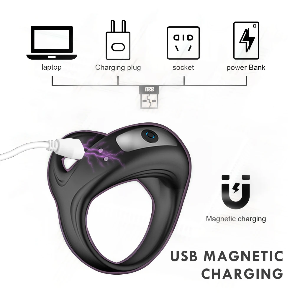 Powerful Vibrator Cock Ring for Men Delay Ejaculation Penis Ring Sex Toys Lock Penisring Cockring Adult Male Sex Supplies 18+ - Image 3