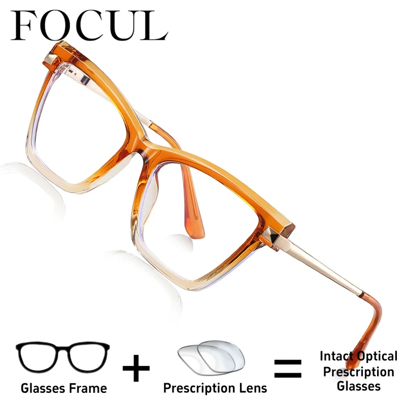 FOCUL Skinny Face OversizeFrame Progressive Photochromic Myopia Eyeglasses Women Glasses Customized Prescription Optical Eyewear