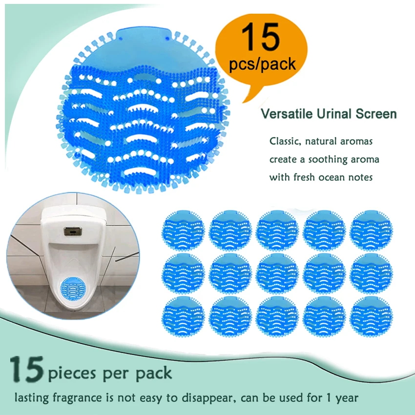 15 Pieces per Pack Urinal Screen Deodorizer Mats Anti Splash Pad Aromatic Deodorising Bathroom Men\'s Toilet Screen Urinals Cakes