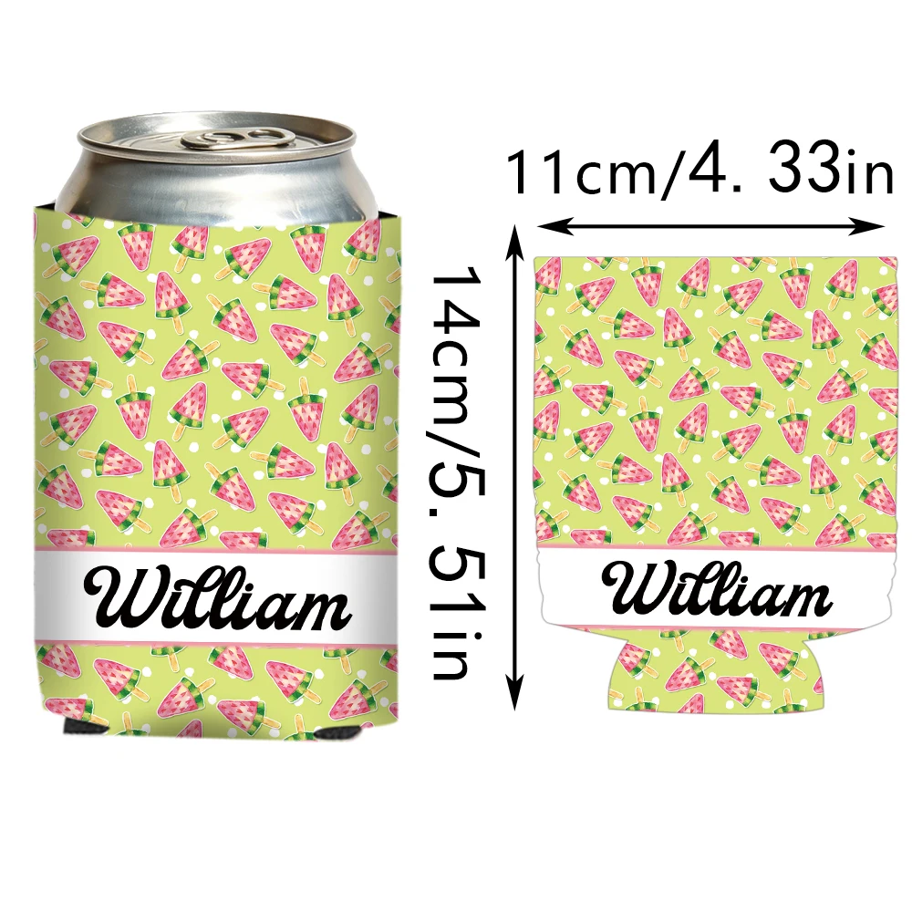 Customized Custom Beer Can Sleeves Personalized Fruit Ice Lolly Pattern with Name, Ideal for Celebration Party Decorations