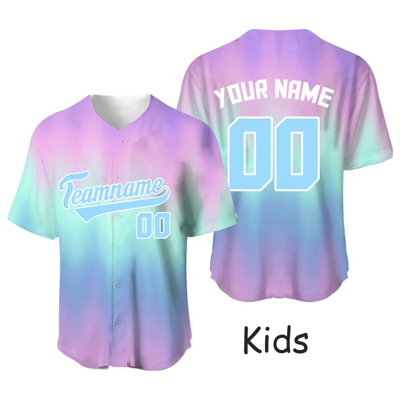 Tie Dye Jersey Custom Baseball Shirt Kids Team Game Sports T-Shirts Sublimation Blanks Hip Hop Sportswear Baseball Uniform