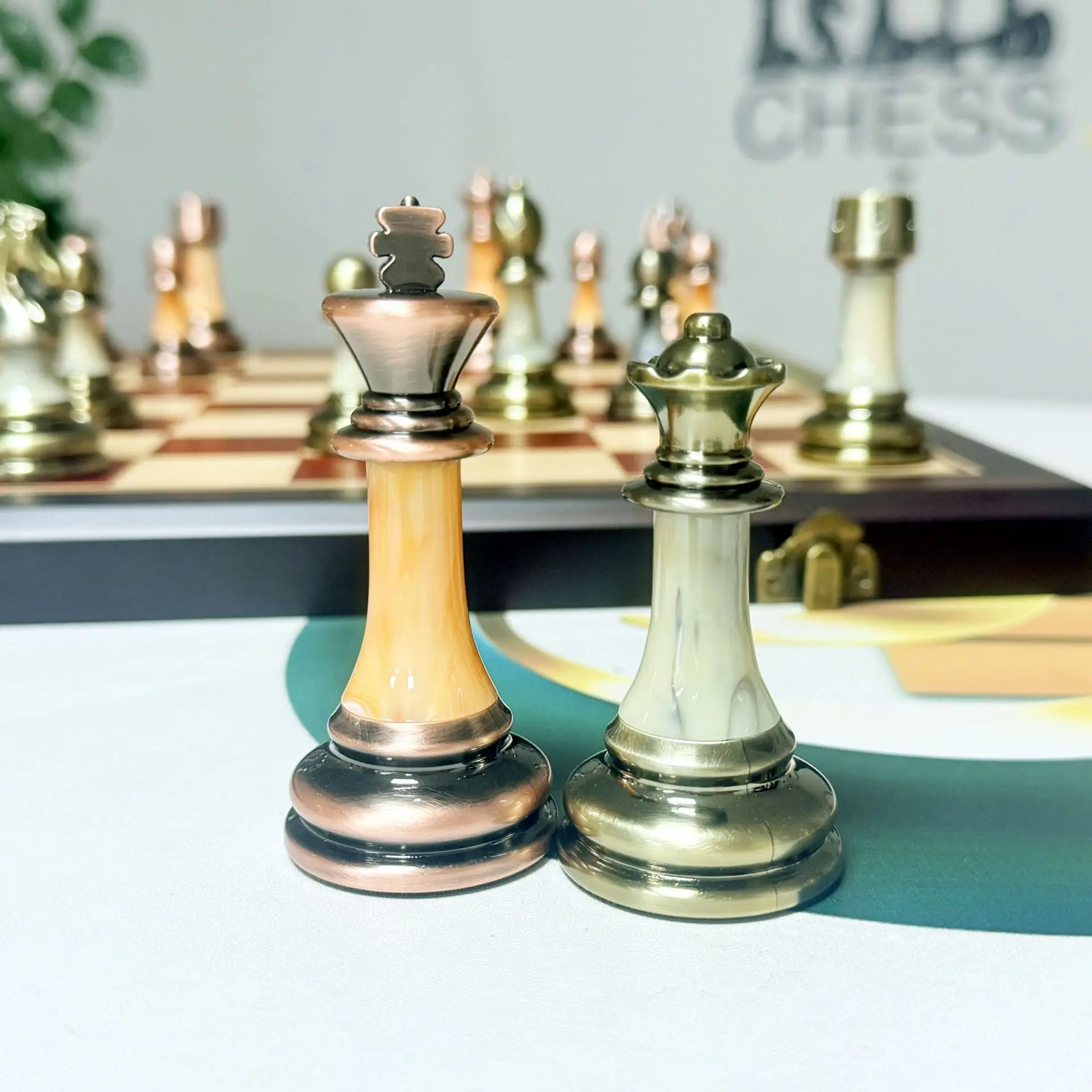 Chess Chess Board Bronze Chess Metal Emphasis Luxury High-end Adult Go