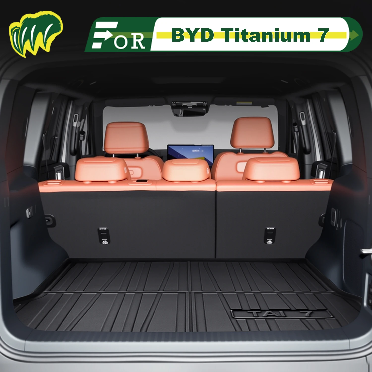 

For BYD Titanium 7 2025 TPE Custom Fit Car Trunk Mat All Season Cargo Mat 3D Shaped Trunk Liner Chair-back Protection Mat