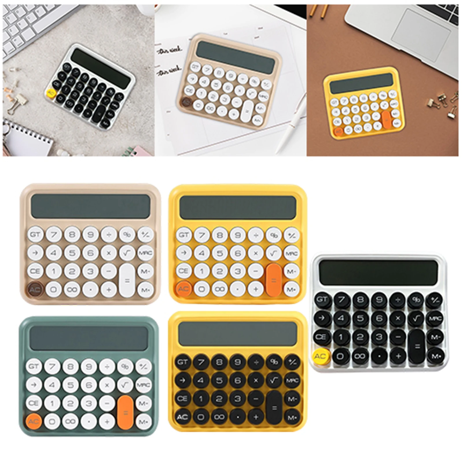 12 Digits Electronic Calculator Portable Desk Calculator Office Big Button Automatic Sleep for Basic Office Home Accessories