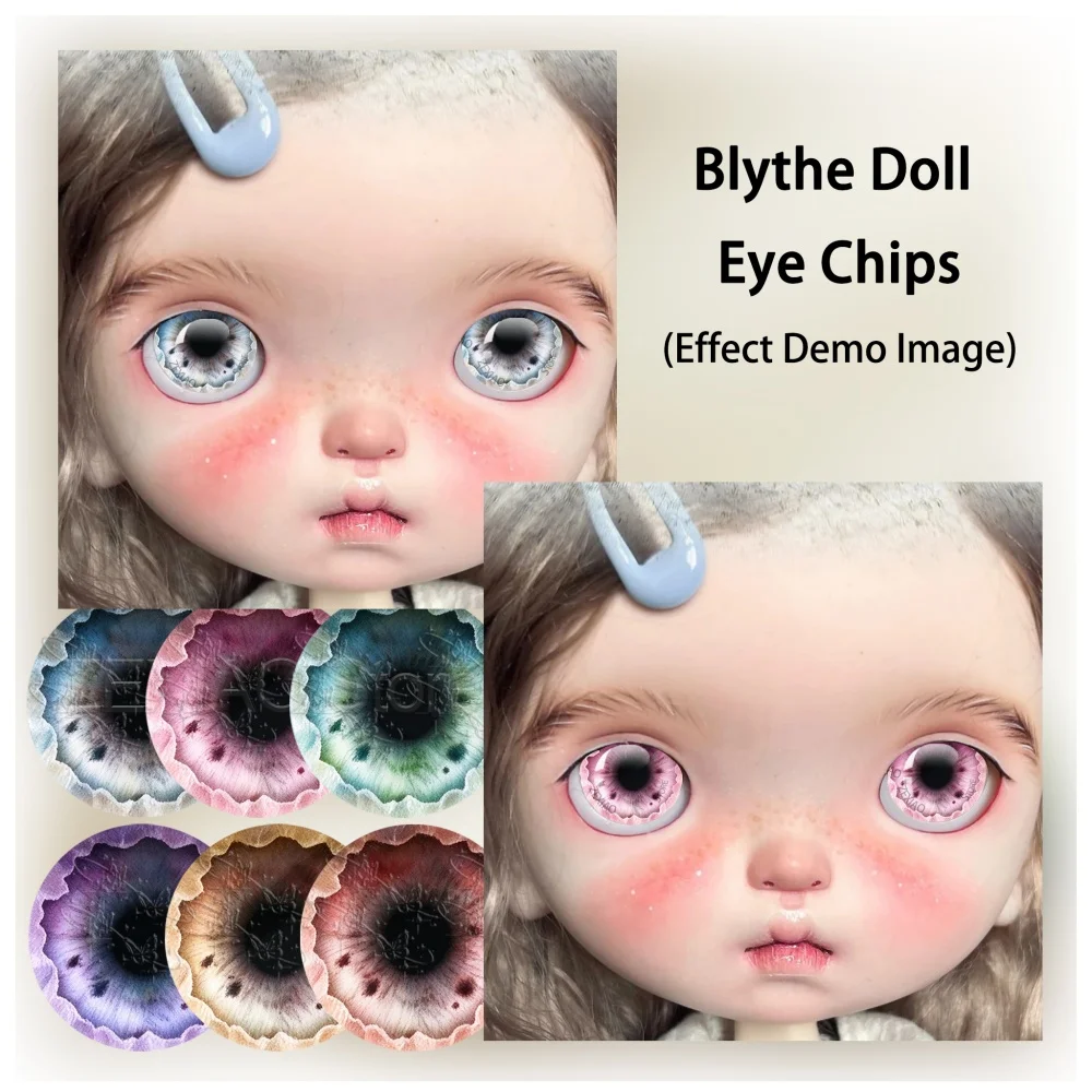 12Pcs Shining Fantasy Pastel Gradient Flower Gradient Pattern Blythe BJD Doll Glass Cabochon Chip Pupil Eye DIY Accessory MS006