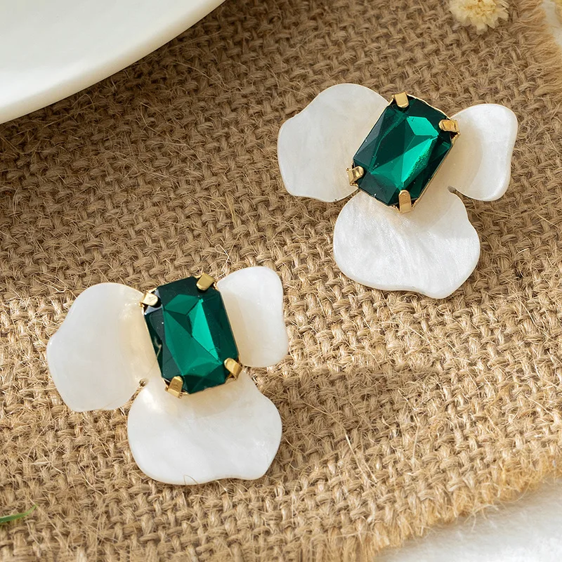 

New Fashion Jewelry Sweet Acrylic Square Zircon Multi wear Earring for Women Elegant Summer Style Beach Party Accessories