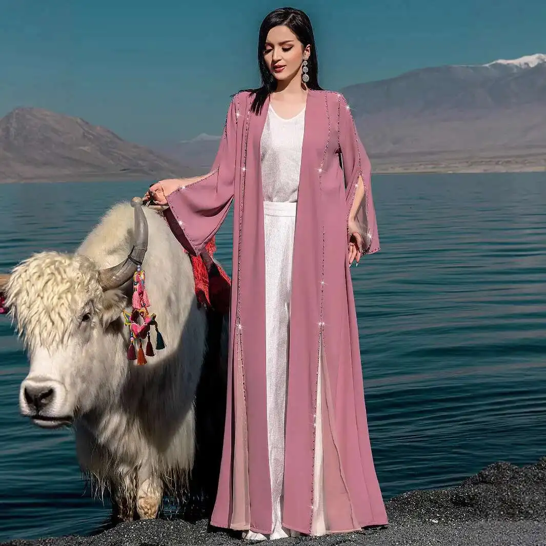 

Ba4078 Women's Fashionable Elegant Cardigan Robe Abaya Dubai Saudi Arabia Long Dress Abaya Ramadan Dubai Luxury Islam Elegant