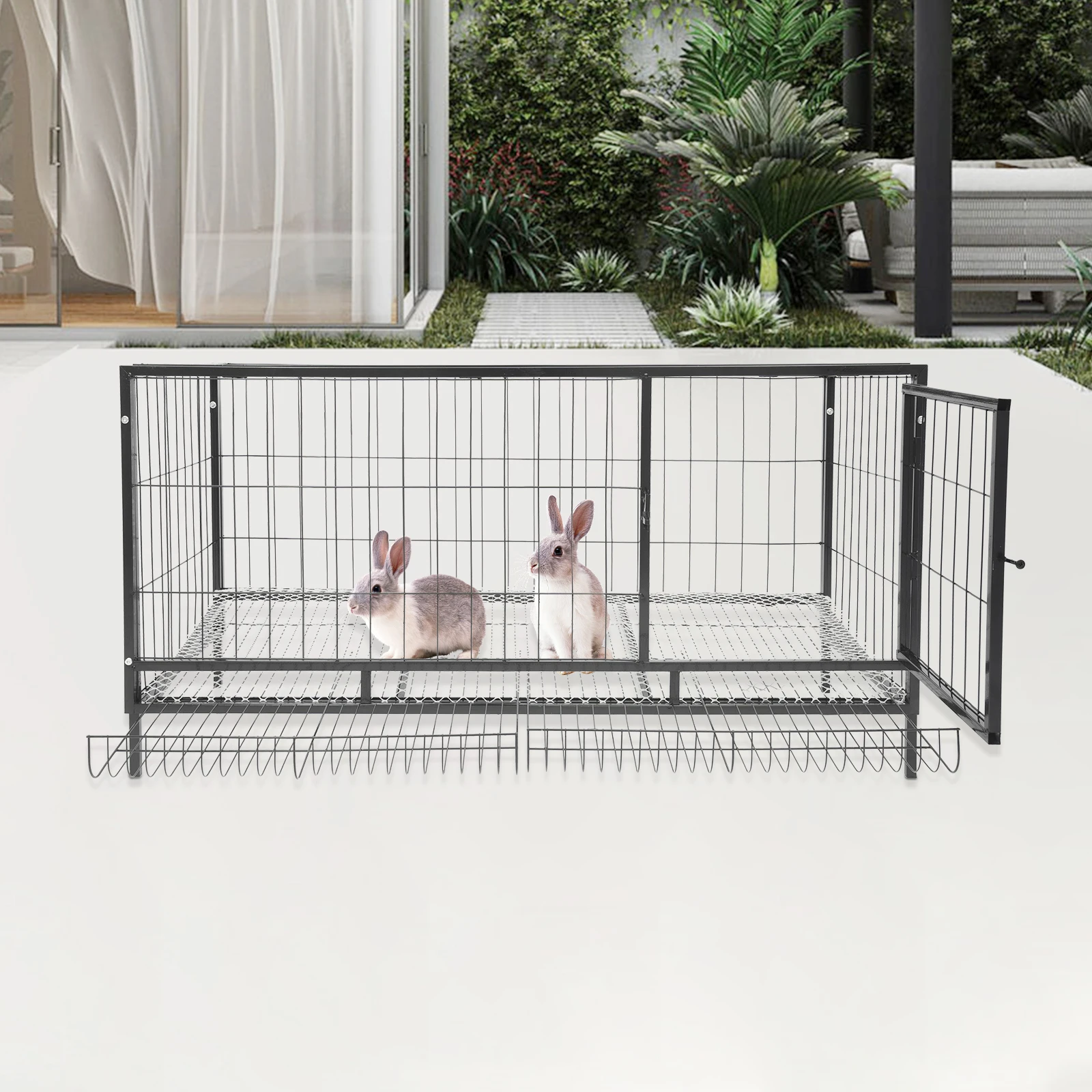 Black Large Chicken Coop for 10 Hens with Automatic Egg Collection, Indoor Outdoor Wooden Aviary Hen House with Nesting Boxes & Waterproof Roof, Easy Clean Tray for Backyard Poultry Chicken Farm