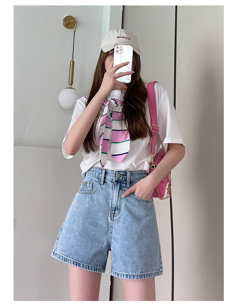 

High Waist Denim Shorts Women's Summer Thin Wide Leg Short Pants Slimming A-Line Hot Pants Trendy plus Size Versatile Fashion...