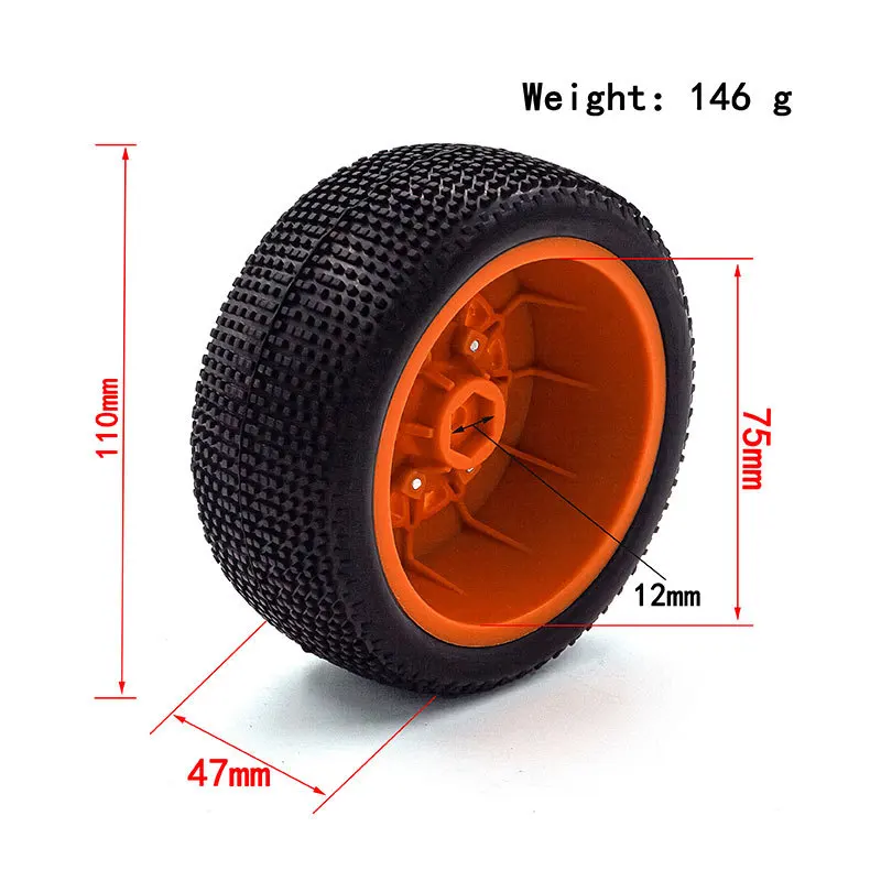 1/8 1/10 쇼트 코스 트럭 타이어, TRAXXAS 슬래시 ARRMA 센톤 Vkar SCTX10 HPI RC 카용, 12mm 14mm 17mm 휠 육각, 110mm, 4 개