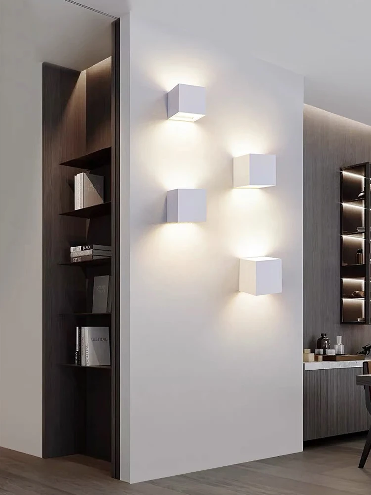 3 Style Gypsum Lamp Designer Semi Circular Gypsum Wall Lighting Fixture Background Bedside Stair Surface Mounted LED Wall Lamps