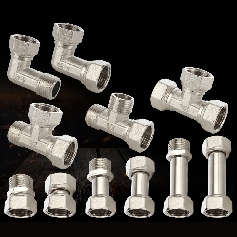 10 peças 1/2 "rosca 304 junta móvel de aço inoxidável fêmea macho rosca reta t cotovelo adaptador de junta de extremidade acoplador