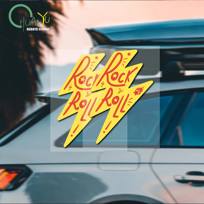 Rock Lightning Car Sticker Music Symbol Unique Creative Decoration Full Body Waterproof Decal
