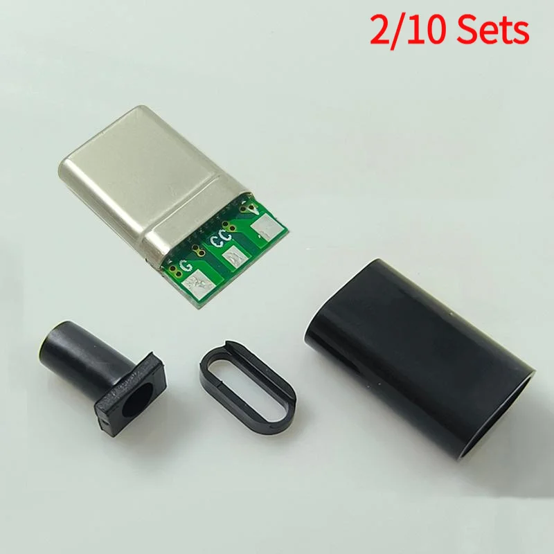 2/10 Sets PD 3Wire Charging Head 3Pin Male Type C Laptop Connector 3Solder Joint CC Pin CTOC5 With Capacitor Notebook Adapter.