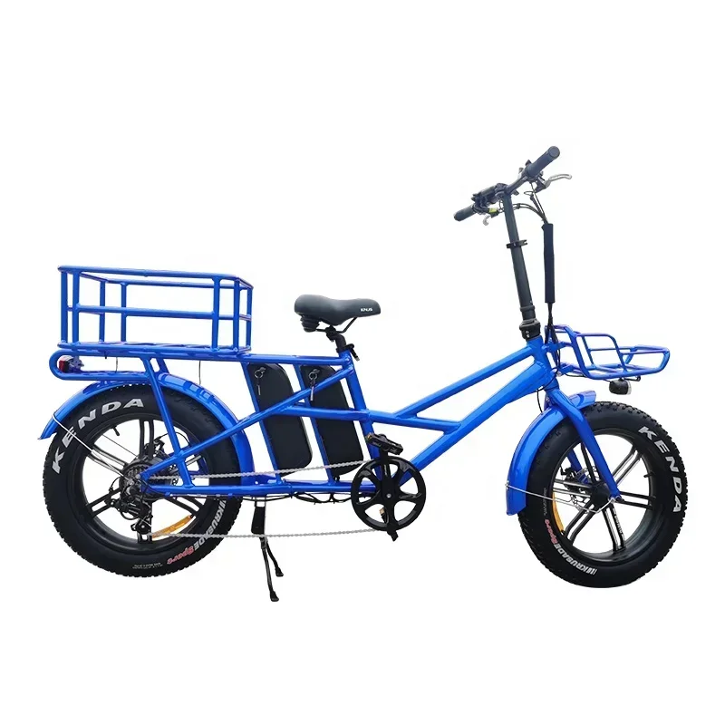 Front And Rear Cargo Basket 48v 500w 750w Rear Drive Motor Dual Battery Fat Tire Tyre Cargo Electric Bike