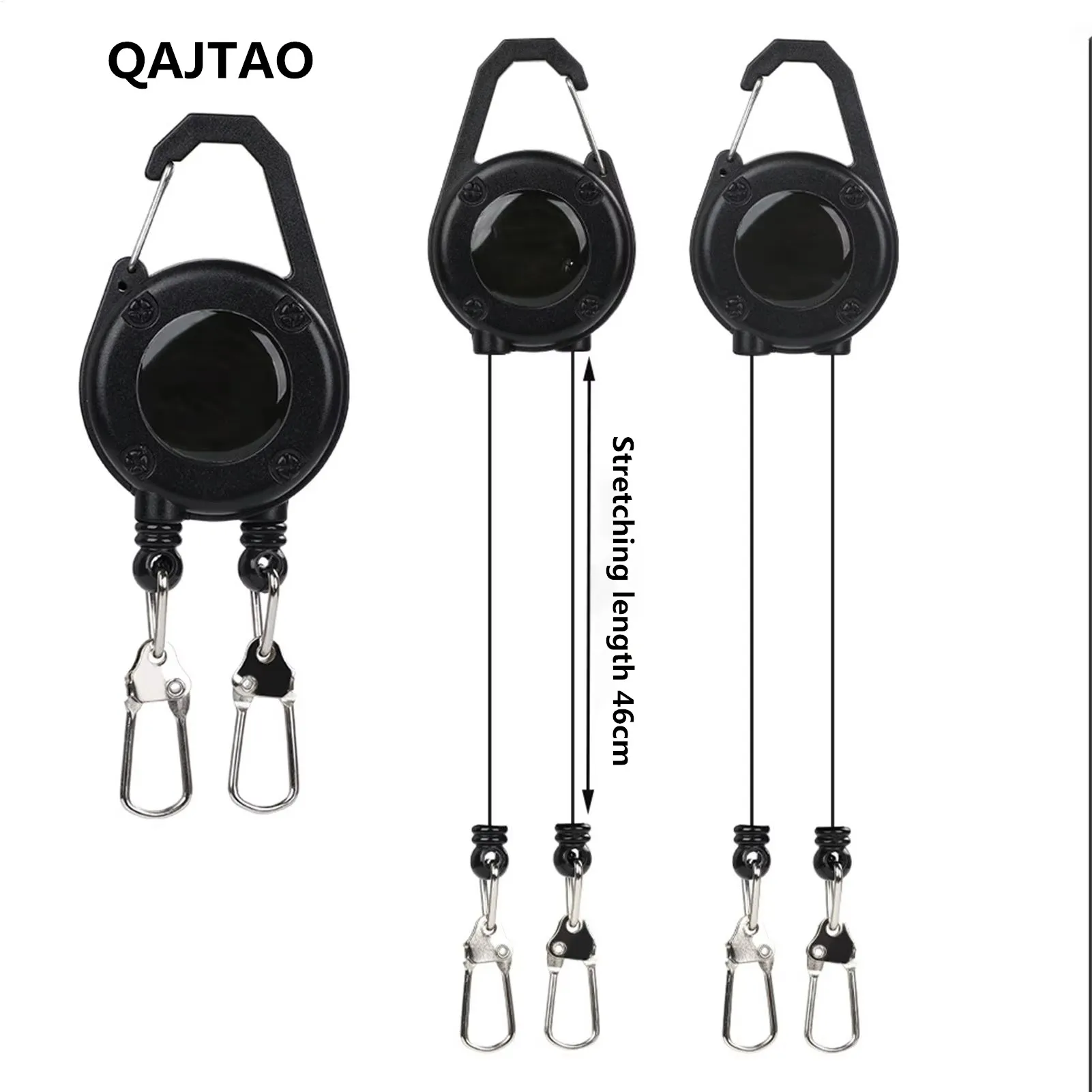 QAJTAO Retractable Keychain Double-Headed Retractable Belt Clip Lanyard Badge Holder Pull Reel with Steel Cord  Outdoor Fishing